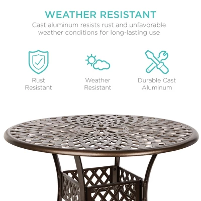 Best Choice Products 5-Piece All-Weather Cast Aluminum Patio Dining Set W/ Chairs, Umbrella Hole, Lattice Weave Design 3 Best Choice Products 5-Piece All-Weather Cast Aluminum Patio Dining Set W/ Chairs, Umbrella Hole, Lattice Weave Design