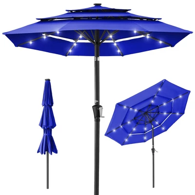 Best Choice Products 10ft 3-Tier Solar Patio Umbrella W/ 24 LED Lights, Tilt Adjustment, Easy Crank 11 Best Choice Products 10ft 3-Tier Solar Patio Umbrella W/ 24 LED Lights, Tilt Adjustment, Easy Crank - Image 9