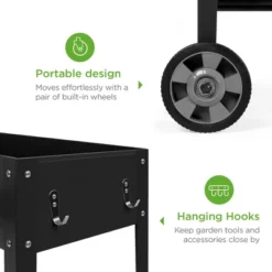 Best Choice Products Mobile Raised Ergonomic Metal Planter Garden Bed W/Wheels, Lower Shelf, 38x16x32in, Dark Gray 8 Best Choice Products Mobile Raised Ergonomic Metal Planter Garden Bed W/Wheels, Lower Shelf, 38x16x32in, Dark Gray -Best Choice Products GUEST 4d098c00 5062 4e71 8002 c854c6820341