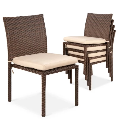 Best Choice Products Set Of 4 Stackable Outdoor Patio Wicker Chairs W/ Cushions, UV-Resistant Finish 8 Best Choice Products Set Of 4 Stackable Outdoor Patio Wicker Chairs W/ Cushions, UV-Resistant Finish - Image 6