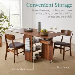 Best Choice Products Multipurpose Folding Table W/ Built-in Wheels, 3 Storage Shelves, Cubby, Carrying Handle -Best Choice Products GUEST 5141e84d bf19 4c65 a944 35fbacd4284d