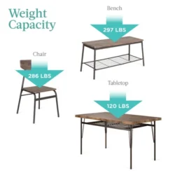 Best Choice Products 6-Piece 55in Modern Home Dining Set W/ Storage Racks, Rectangular Table, Bench, 4 Chairs -Best Choice Products GUEST 51469957 b6e4 49ee 9ce7 d41e2b6e8957