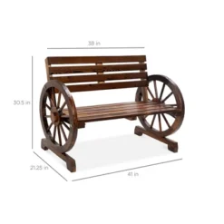 Best Choice Products 2-Person Wooden Wagon Wheel Bench For Patio, Garden, Outdoor Lounging W/ Rustic Design - Brown -Best Choice Products GUEST 52d1c1dd 4564 4cf3 a63d 83dd285130dd