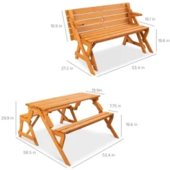 Best Choice Products 2-in-1 Outdoor Interchangeable Wooden Picnic Table/Garden Bench For W/ Umbrella Hole - Natural 12 Best Choice Products 2-in-1 Outdoor Interchangeable Wooden Picnic Table/Garden Bench For W/ Umbrella Hole - Natural -Best Choice Products GUEST 53ae7de5 56d3 4d7b 8de1 76619569bc49