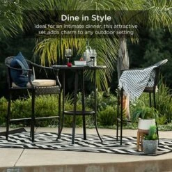 Best Choice Products 3-Piece Outdoor Wicker Bistro Bar Height Set For Patio, Garden W/ Barstools, Steel Frame -Best Choice Products GUEST 541e0175 cd04 4c8c aeed 8b72e6c6c8c4