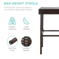 Best Choice Products 3-Piece All-Weather Wicker Bar Table Set For Patio, Backyard W/ 2 Stools, Glass Tabletop - Brown 10 Best Choice Products 3-Piece All-Weather Wicker Bar Table Set For Patio, Backyard W/ 2 Stools, Glass Tabletop - Brown -Best Choice Products GUEST 559a9caf 8814 40c0 8848 79054b46aa9a