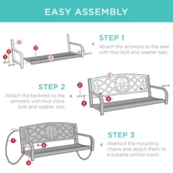 Best Choice Products 2-Person Metal Outdoor Porch Swing, Hanging Patio Bench W/ Weather-Resistant Steel -Best Choice Products GUEST 55f7f1af 3a6a 48f3 825c f0ad1cf66d7a