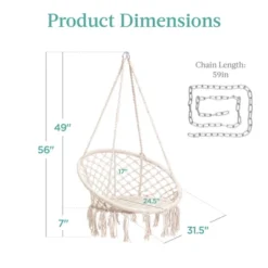 Best Choice Products Handwoven Cotton Macramé Hammock Hanging Chair Swing For Indoor & Outdoor Use W/ Backrest -Best Choice Products GUEST 5939ebb1 32a5 46d1 af54 a621b9819048