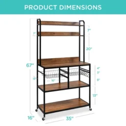 Best Choice Products 67in Counter-Height Baker's Rack W/ Locking Wheels, Adjustable Feet, 2 Wire Baskets -Best Choice Products GUEST 595ce3eb 1252 44e4 bc40 c25539069d1c