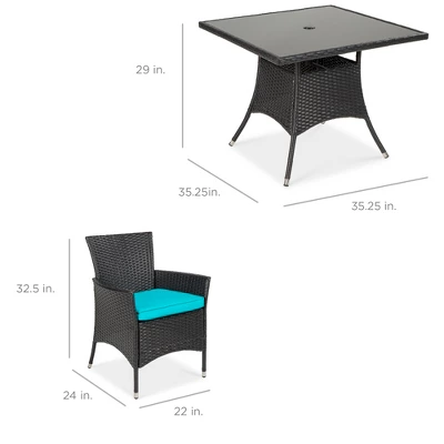 Best Choice Products 5-Piece Indoor Outdoor Wicker Patio Dining Table Furniture Set W/ Umbrella Cutout, 4 Chairs 8 Best Choice Products 5-Piece Indoor Outdoor Wicker Patio Dining Table Furniture Set W/ Umbrella Cutout, 4 Chairs - Image 6