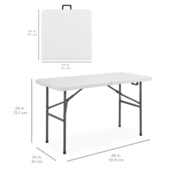 Best Choice Products 4ft Plastic Folding Table, Indoor Outdoor Heavy Duty Portable W/ Handle, Lock For Picnic - White -Best Choice Products GUEST 5a3f6e6d ee95 4a51 b4ce cc10d96c02a4