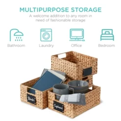 Best Choice Products Set Of 4 12in Woven Water Hyacinth Pantry Baskets W/ Chalkboard Label, Chalk Marker -Best Choice Products GUEST 5ace1e13 c7c0 45de 8e76 b5da946247fd