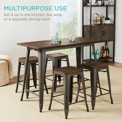 Best Choice Products 5-Piece Counter Height Dining Set For Kitchen, Dining Room W/ 4 Backless Stools, 330lb Capacity 6 Best Choice Products 5-Piece Counter Height Dining Set For Kitchen, Dining Room W/ 4 Backless Stools, 330lb Capacity - Image 4