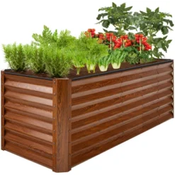 Best Choice Products 8x2x2ft Outdoor Metal Raised Garden Bed, Planter Box For Vegetables, Flowers, Herbs - Wood Grain -Best Choice Products GUEST 5e98589e dfcb 4ce8 a8c3 307fd84aa907