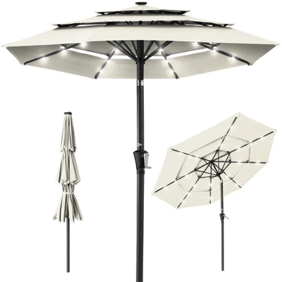 Best Choice Products 10ft 3-Tier Solar Patio Umbrella W/ 24 LED Lights, Tilt Adjustment, Easy Crank 14 Best Choice Products 10ft 3-Tier Solar Patio Umbrella W/ 24 LED Lights, Tilt Adjustment, Easy Crank - Image 12