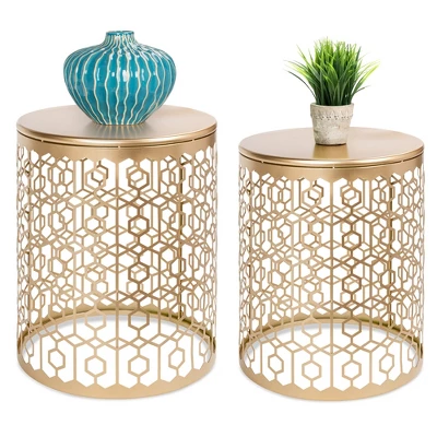 Best Choice Products Set Of 2 Decorative Nesting Round Patterned Accent Side Coffee End Table Nightstands 9 Best Choice Products Set Of 2 Decorative Nesting Round Patterned Accent Side Coffee End Table Nightstands - Image 7