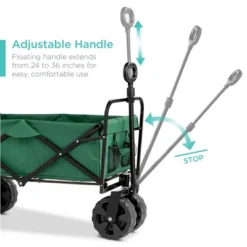 Best Choice Products 36in Folding Multipurpose Indoor Outdoor Utility Cart W/ Swivel Wheels, Adjustable Handle - Green -Best Choice Products GUEST 644e289b f3af 4b34 9620 8b419e4abb4d