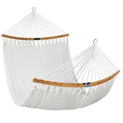 Best Choice Products 2-Person Woven Polyester Outdoor Caribbean Hammock W/ Curved Bamboo Spreader Bar 11 Best Choice Products 2-Person Woven Polyester Outdoor Caribbean Hammock W/ Curved Bamboo Spreader Bar - Image 9