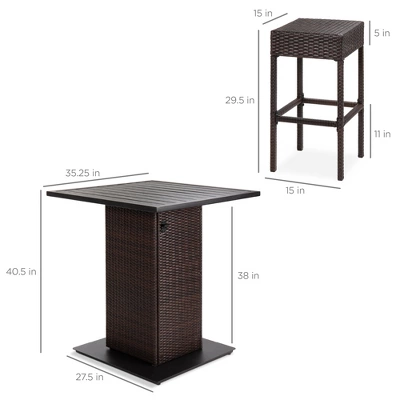 Best Choice Products 5-Piece Patio Wicker Bar Set W/ Built-In Bottle Opener, Hidden Storage Shelf, 4 Stools 7 Best Choice Products 5-Piece Patio Wicker Bar Set W/ Built-In Bottle Opener, Hidden Storage Shelf, 4 Stools - Image 5
