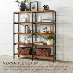 Best Choice Products 55in Storage Bookshelf For Living Room, Walkway W/ Industrial, Elevated Design 12 Best Choice Products 55in Storage Bookshelf For Living Room, Walkway W/ Industrial, Elevated Design -Best Choice Products GUEST 67a50698 548b 43b3 acdf 10cd29d2af54