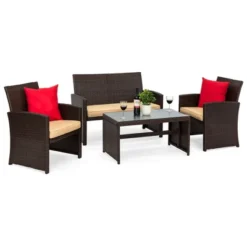 Best Choice Products 4-Piece Outdoor Wicker Patio Conversation Furniture Set W/ Coffee Table, Cushions -Best Choice Products GUEST 68d2f1aa 1e97 4c9a aeaf 54298e630bae