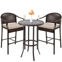 Best Choice Products 3-Piece Outdoor Wicker Bistro Bar Height Set For Patio, Garden W/ Barstools, Steel Frame -Best Choice Products GUEST 6cdc31fd 130f 4cea 91f8 ec8a4a532c5b