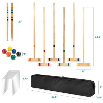 Best Choice Products 6-Player 32in Wood Croquet Set W/ 6 Mallets, 6 Balls, Wickets, Stakes, Carrying Bag - Multicolor 7 Best Choice Products 6-Player 32in Wood Croquet Set W/ 6 Mallets, 6 Balls, Wickets, Stakes, Carrying Bag - Multicolor - Image 5