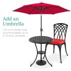 Best Choice Products 3-Piece Aluminum Patio Bistro Set W/ Umbrella Hole, 2 Chairs, Polyester Cushions - Black/Red 11 Best Choice Products 3-Piece Aluminum Patio Bistro Set W/ Umbrella Hole, 2 Chairs, Polyester Cushions - Black/Red -Best Choice Products GUEST 6fa7adc1 c6e6 4ea9 8b58 b36bdd37f92f