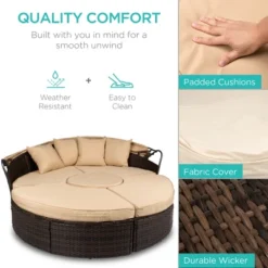 Best Choice Products 5-Piece Modular Patio Wicker Daybed Sectional W/ Adjustable Seats, Retractable Canopy -Best Choice Products GUEST 70adb8ca 1525 4ef9 a5b6 941d3ffa2724