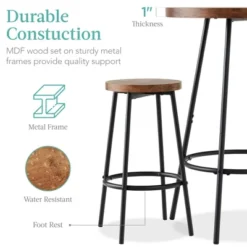 Best Choice Products 3-Piece Bistro Set, Modern Round Counter Height Dining Set W/ 2 Stools, Metal Frame -Best Choice Products GUEST 73705f99 abcf 42e9 b7f4 397457027638