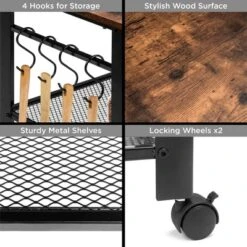 Best Choice Products 3-Tier Microwave Cart Rolling Utility Serving Cart Organizer W/ 2 Storage Shelves, 4 Hooks -Best Choice Products GUEST 74b78f73 85e1 44e9 951b 2cc280b87334