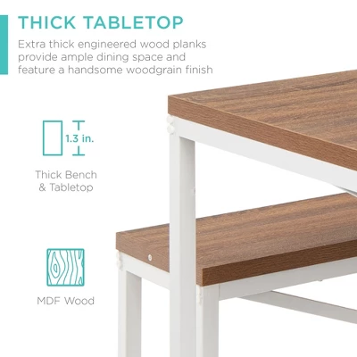 Best Choice Products 45.5in 3-Piece Bench Style Dining Furniture Set, 4-Person Dinette W/ 2 Benches, Table 5 Best Choice Products 45.5in 3-Piece Bench Style Dining Furniture Set, 4-Person Dinette W/ 2 Benches, Table - Image 3