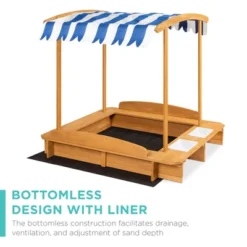 Best Choice Products Kids Wooden Cabana Sandbox W/ Bench Seats, UV-Resistant Canopy, Sandpit Cover, 2 Buckets - Natural -Best Choice Products GUEST 7ab12150 399a 447c 83a9 a146a11f9a55