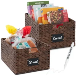 Best Choice Products Set Of 2 16in Woven Water Hyacinth Pantry Baskets W/ Chalkboard Label, Chalk Marker -Best Choice Products GUEST 7c427bbf d005 40d1 a4b2 1d602e88b26c