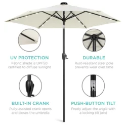 Best Choice Products 7.5ft Outdoor Solar Patio Umbrella For Deck, Pool W/ Tilt, Crank, LED Lights -Best Choice Products GUEST 7f60a218 f3f6 42c3 a18a 9b86d00d5da0