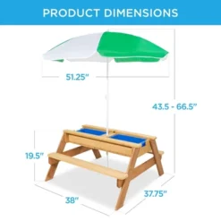 Best Choice Products Kids 3-in-1 Outdoor Convertible Wood Activity Sand & Water Picnic Table W/ Umbrella -Best Choice Products GUEST 8066e368 69d0 402c 81ee f773b8532e15