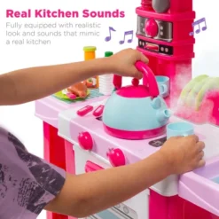 Best Choice Products Pretend Play Kitchen Toy Set For Kids With Water Vapor Teapot, 34 Accessories, Sounds -Best Choice Products GUEST 831e43dc 5b0e 4776 a370 895d5e3845b6