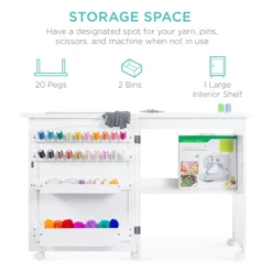 Best Choice Products 43 Best Choice Products Sewing Machine Table & Desk W/ Craft Storage And Bins
