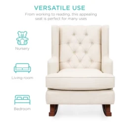 Best Choice Products Rocking Accent Chair, Tufted Upholstered Wingback For Home, Nursery W/ Wood Frame -Best Choice Products GUEST 8524f257 bb08 472f 9f5a b89a788a9659