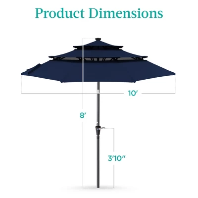 Best Choice Products 10ft 3-Tier Solar Patio Umbrella W/ 24 LED Lights, Tilt Adjustment, Easy Crank 8 Best Choice Products 10ft 3-Tier Solar Patio Umbrella W/ 24 LED Lights, Tilt Adjustment, Easy Crank - Image 6