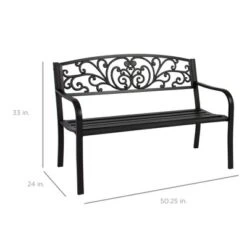 Best Choice Products Outdoor Steel Bench Garden Patio Porch Furniture W/ Floral Design Backrest, Slatted Seat -Best Choice Products GUEST 88b4beec 3cfc 4332 bf91 e291517346b2