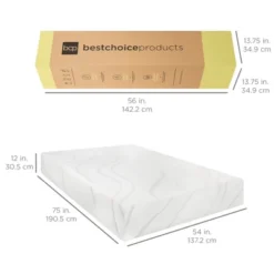Best Choice Products 12in 3-Layer Medium-Plush Bamboo Charcoal Gel & Green Tea Infused Memory Foam Mattress -Best Choice Products GUEST 8901f699 b109 429f 8fe1 b0c20e10b384
