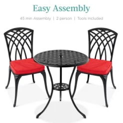 Best Choice Products 3-Piece Aluminum Patio Bistro Set W/ Umbrella Hole, 2 Chairs, Polyester Cushions - Black/Red 12 Best Choice Products 3-Piece Aluminum Patio Bistro Set W/ Umbrella Hole, 2 Chairs, Polyester Cushions - Black/Red -Best Choice Products GUEST 89e1a2cc 77de 4e9b b191 262eee895e1a