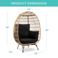 Best Choice Products Wicker Egg Chair Oversized Indoor Outdoor Patio Lounger W/ Steel Frame, 440lb Capacity -Best Choice Products GUEST 8adfa391 73d5 4050 825f 4a38fe041fba