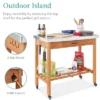 Best Choice Products Mobile Outdoor Table And Storage Cabinet W/ Hooks, 4 Wheels, Stainless Steel Top - Stained Brown -Best Choice Products GUEST 8e910023 4b36 4143 882e 3c75aefb1be2