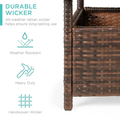 Best Choice Products Wicker Rattan Patio Side Table Outdoor Furniture For Garden, Pool, Deck W/ Umbrella Hole 3 Best Choice Products Wicker Rattan Patio Side Table Outdoor Furniture For Garden, Pool, Deck W/ Umbrella Hole