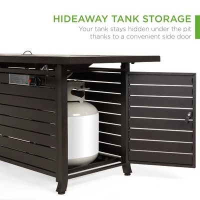 Best Choice Products 57in 50,000 BTU Rectangular Propane Aluminum Gas Fire Pit Table W/ Cover, Glass Beads 3 Best Choice Products 57in 50,000 BTU Rectangular Propane Aluminum Gas Fire Pit Table W/ Cover, Glass Beads