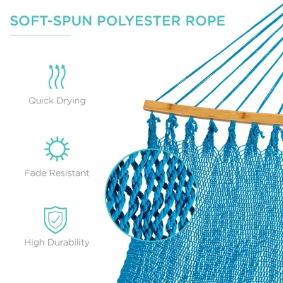 Best Choice Products 2-Person Woven Polyester Outdoor Caribbean Hammock W/ Curved Bamboo Spreader Bar 3 Best Choice Products 2-Person Woven Polyester Outdoor Caribbean Hammock W/ Curved Bamboo Spreader Bar