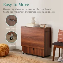 Best Choice Products Multipurpose Folding Table W/ Built-in Wheels, 3 Storage Shelves, Cubby, Carrying Handle -Best Choice Products GUEST 9272bbdf 9826 4fd9 b0e5 625fbb2705bf