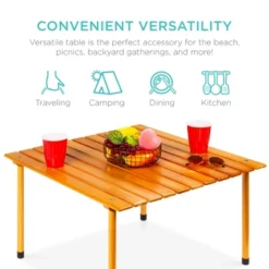 Best Choice Products 28x28in Foldable Indoor Outdoor Portable Wooden Table For Picnics, Camping, Beach W/ Carrying Case -Best Choice Products GUEST 93921ee4 78e4 4c1a 987e 40ef2a54029e